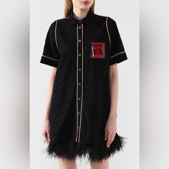 No. 21 Women laces details dress with feathers size 46IT or 10US Authentic 2500$